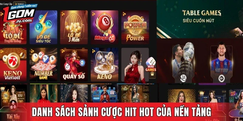 Danh sách sảnh cược hit hot của nền tảng